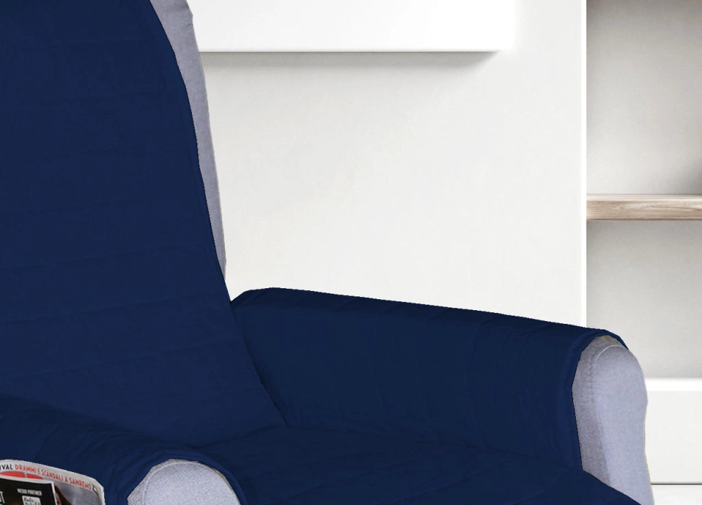 Copripoltrona Reclinabile Trapuntata Idrorepellente Antimacchia Tinta Unita Relax Poltrona Linea Pensieri Delicati - Poltrona - Blu