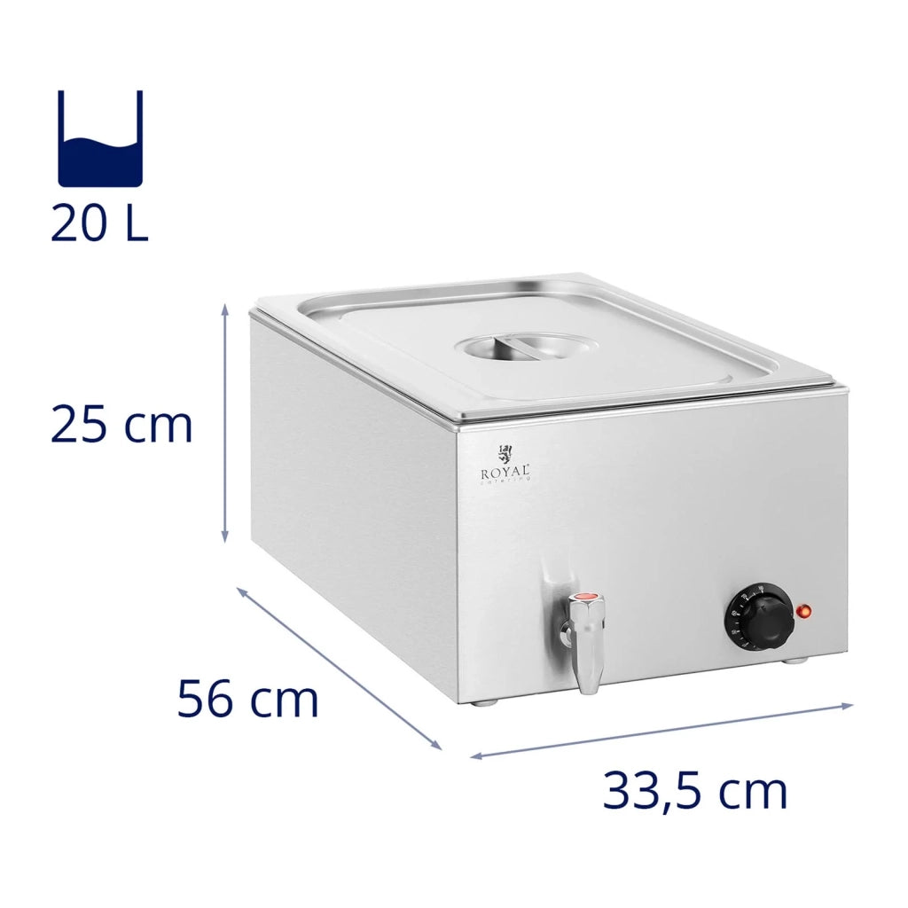 Scaldavivande/bagnomaria professionale da 600 watt con 1 rubinetto di scarico GN 1/1 (14_0004217)