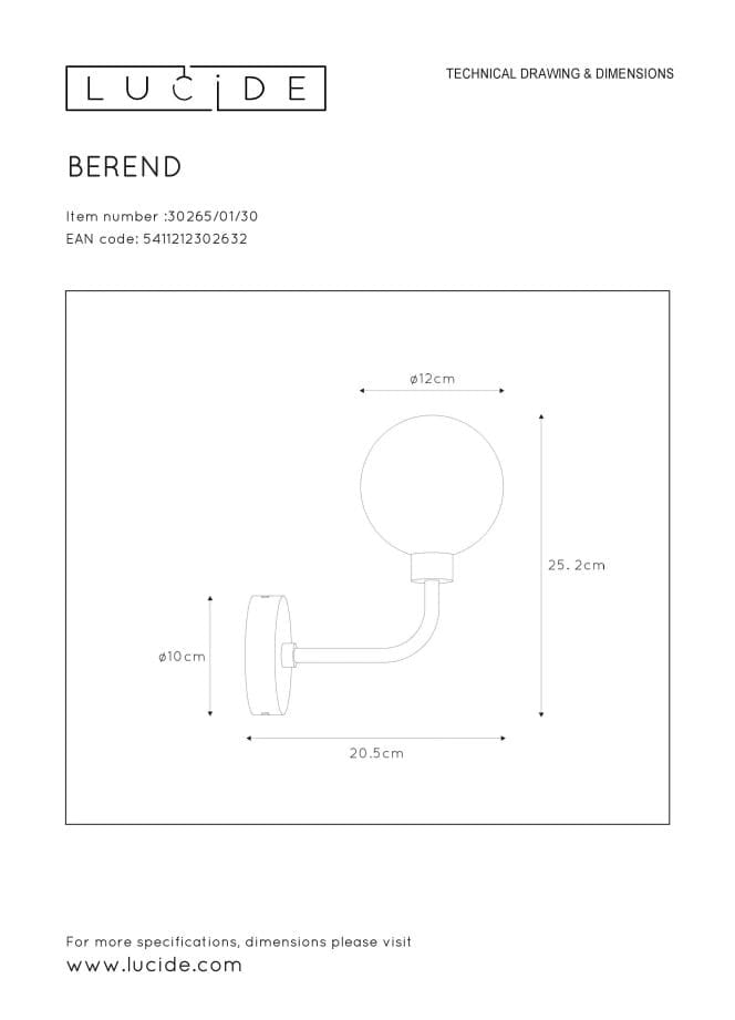 Applique Lucide Berend in vetro G9 33W nero bianco oro