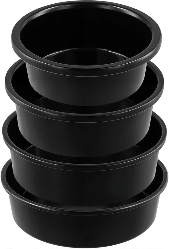 Set di 4 forme per torta in acciaio inossidabile con rivestimento antiscivolo per compleanni e matrimoni - 25,5 cm, 20,5 cm, 10,5 cm, 10,5 cm - Padelle a fondo profondo a forma rotonda