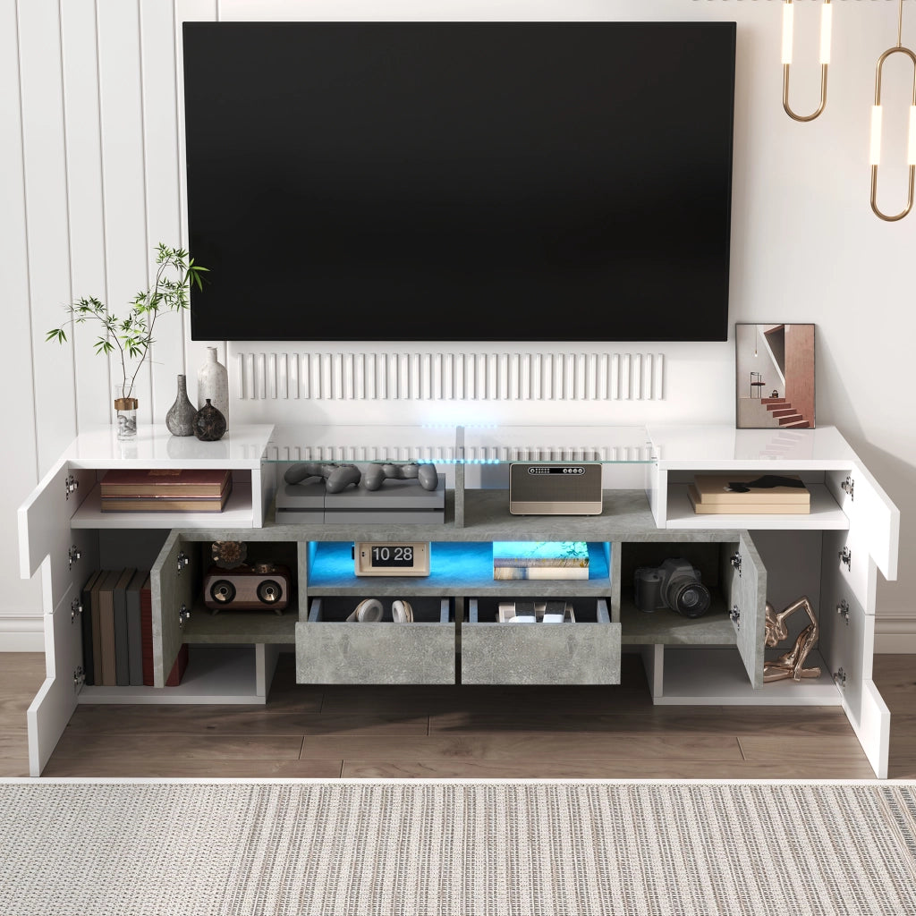 Cassettiera TV bianco lucido in truciolare 145 cm