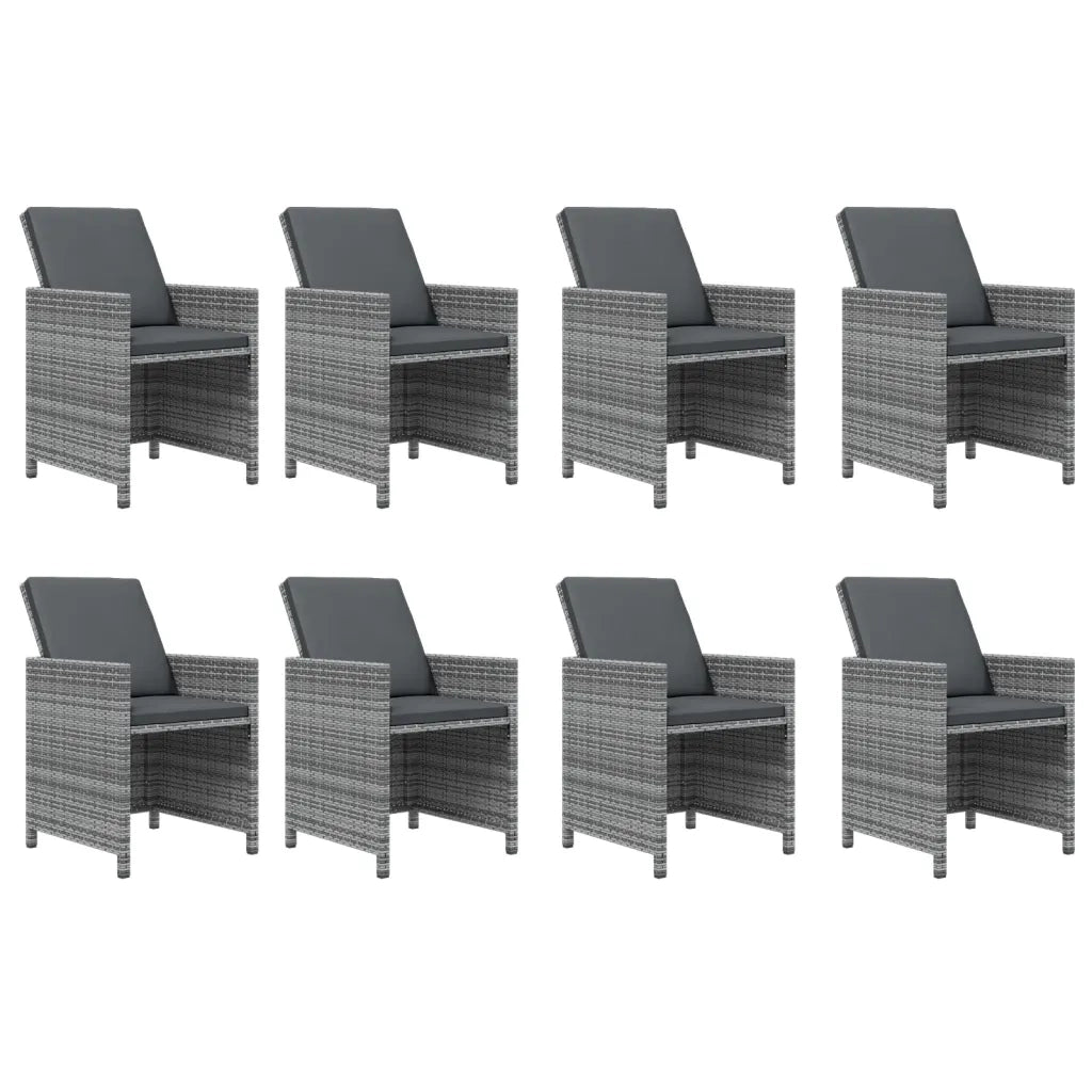 Set Pranzo da Giardino 9 pz con Cuscini in Polyrattan Grigio 3095578