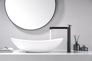 IMEX Miscelatore monocomando alto per lavabo in ottone nero opaco con cartuccia ceramica Ø26 mm TOP e 2 flessibili 3-8 inclusi altezza 272 mm canna 180 mm – modello Imex-BDC033-3NG