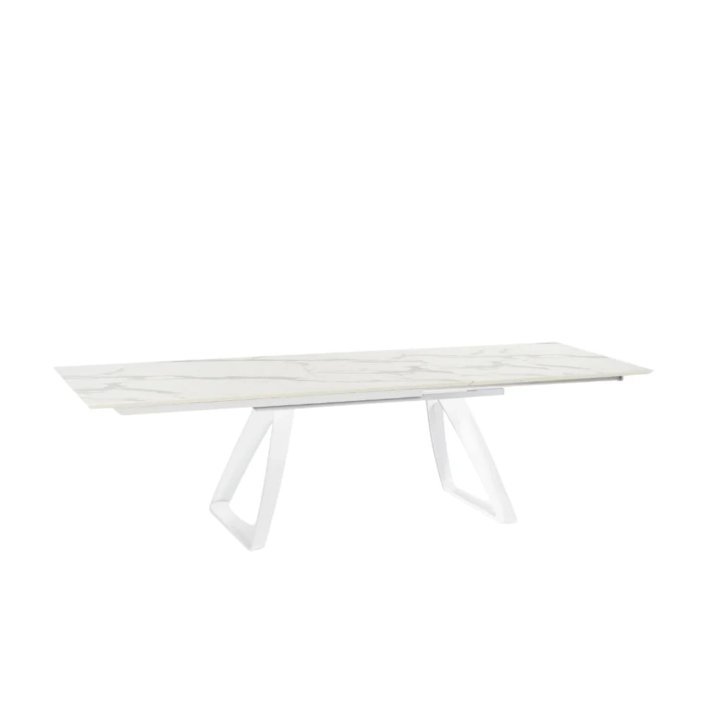 Tavolo da pranzo allungabile in HPL effetto marmo bianco Grayson 170-270x90 cm fino a 12 posti Made in Italy | Duzzle