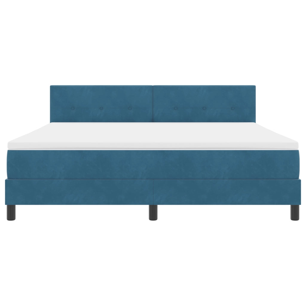 Letto a Box con Materasso e LED Blu Scuro 180x200 cm Velluto