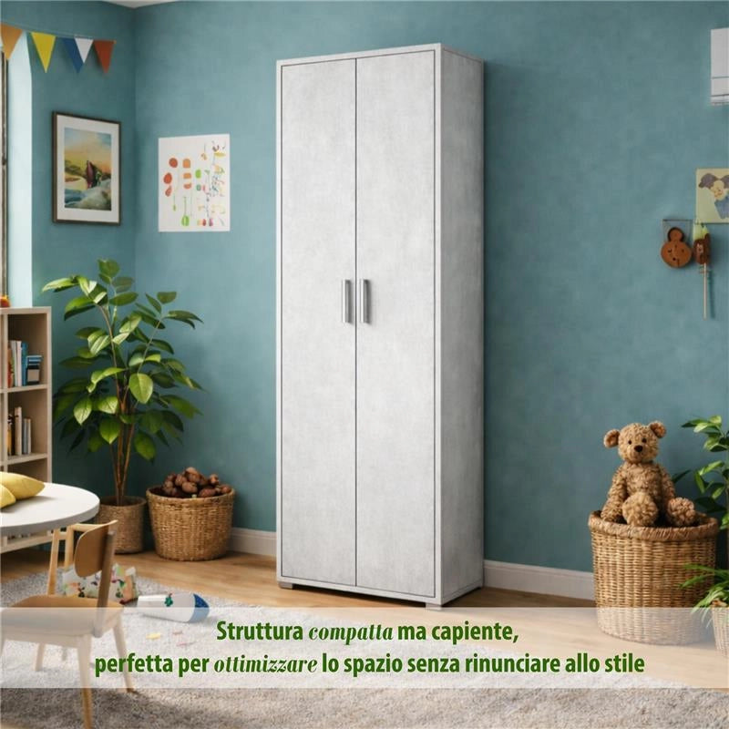 ARMADI DA ARREDO CON 2 ANTE DIMENSIONI 199X71X41 CM COLORE OSSIDO BIANCO