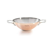DE BUYER 624732 Prima Matera Wok in Rame con 2 Manici 32 cm Induzione Acciaio Inox colore Rame - Argento