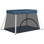 Box per Bambini con Materasso Blu Marino Tessuto di Lino CFW8141826