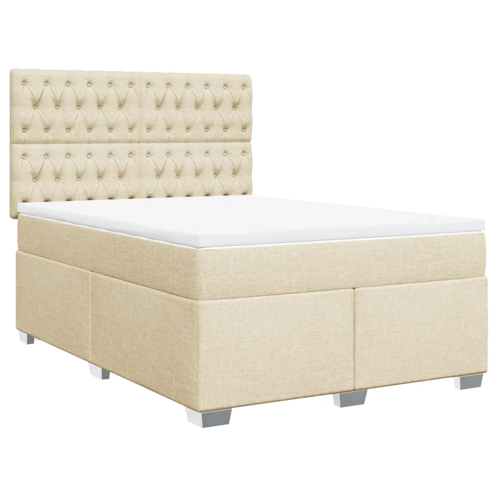 Giroletto a Molle con Materasso Crema 160x200 cm in Tessuto