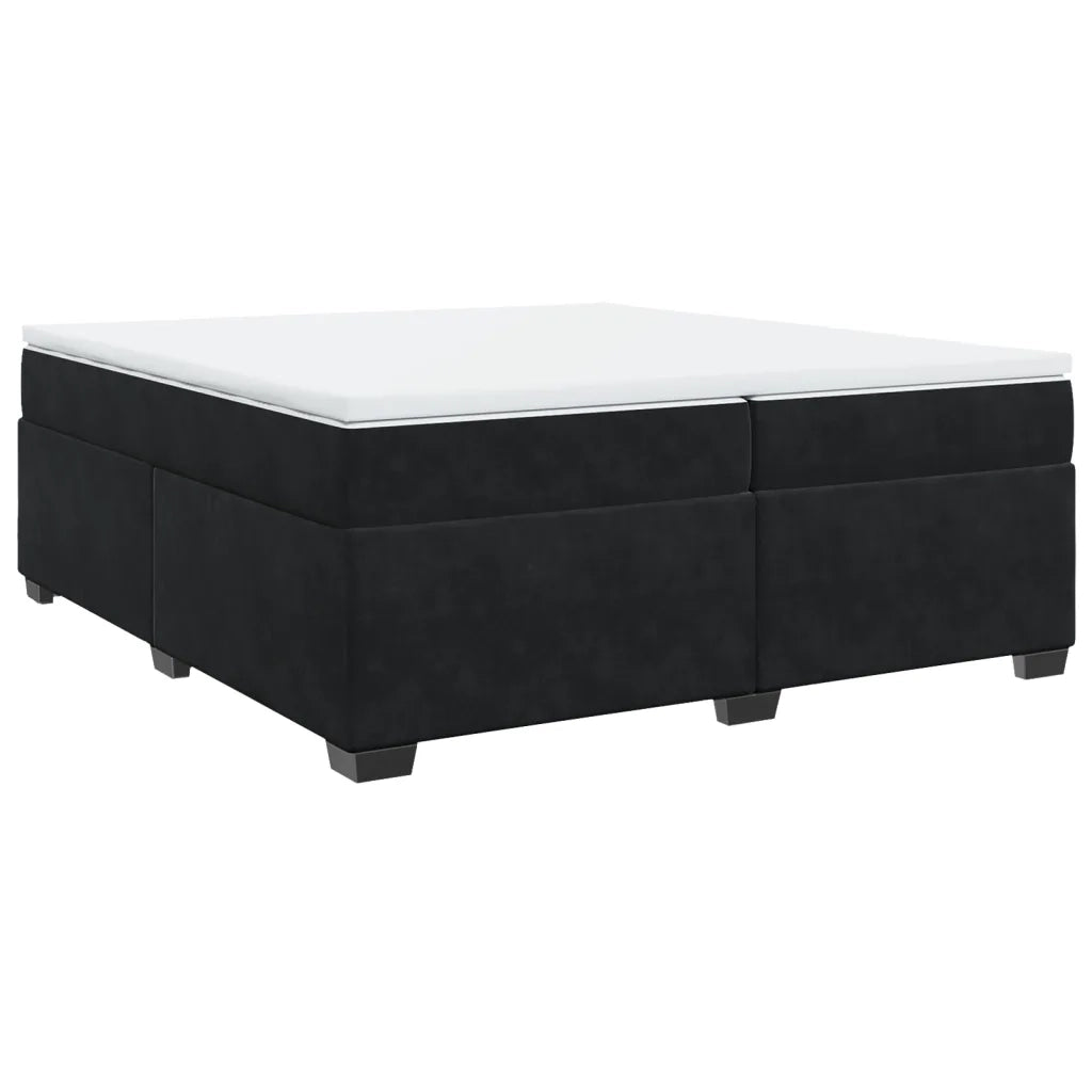 Giroletto a Molle con Materasso Nero 200x200 cm in Velluto 3285307