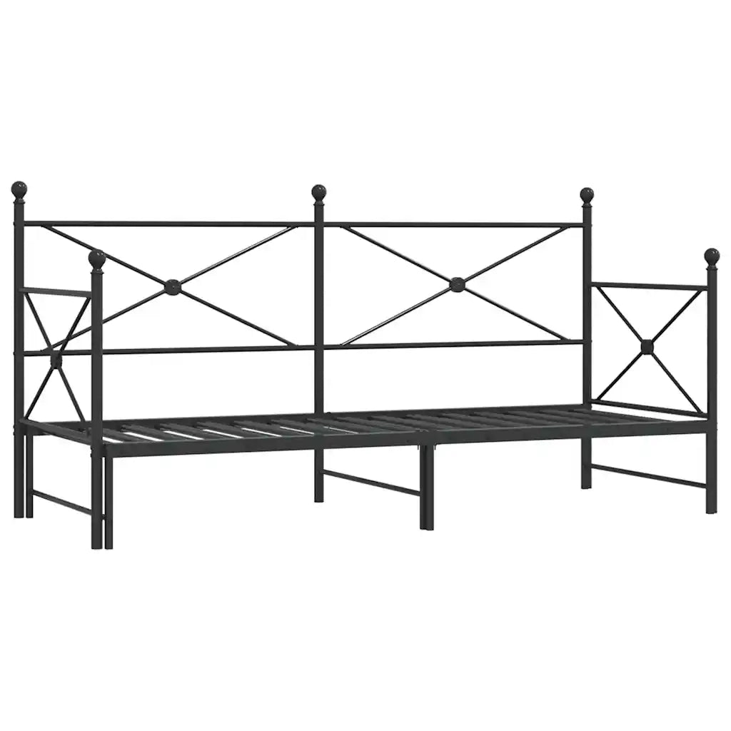 Divano letto | Sof¨¤ letto | Letto singolo Estraibile senza Materasso Nero 90x200 cm Acciaio