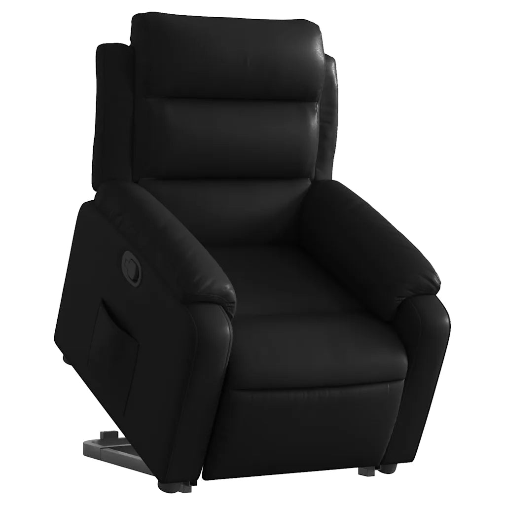 Poltrona Alzapersona Reclinabile Nera in Similpelle 3205042