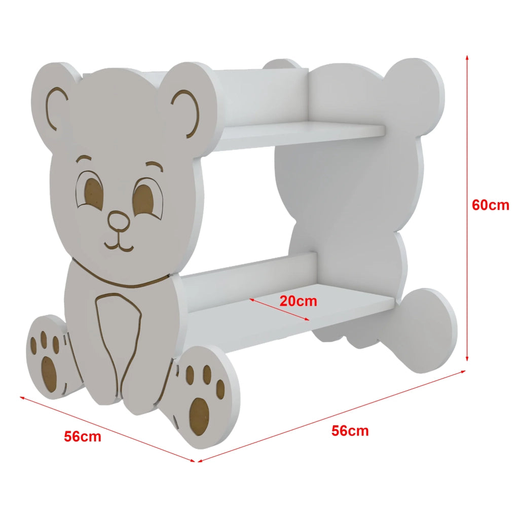 Libreria per bambini a forma di orso 60 x 56 x 56 cm bianca 03_0006521