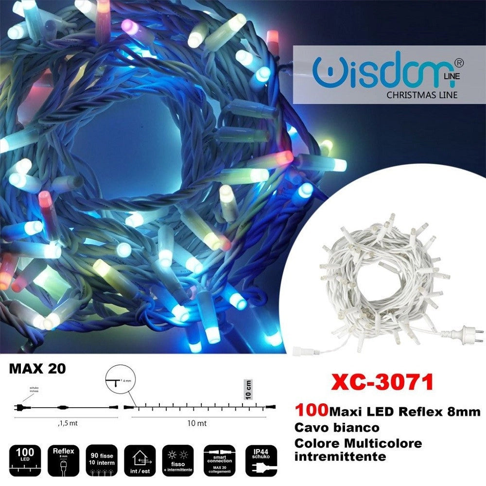 Trade Shop - Catena Luminosa 100 Luci Led Lucciole Colore Multicolore Intermittente Xc-3071 -