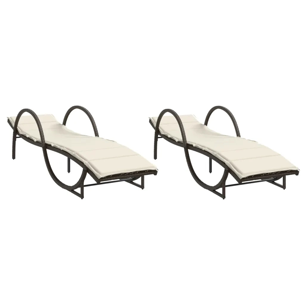 Lettini Prendisole 2 pz con Cuscini Marrone in Polyrattan 3277308