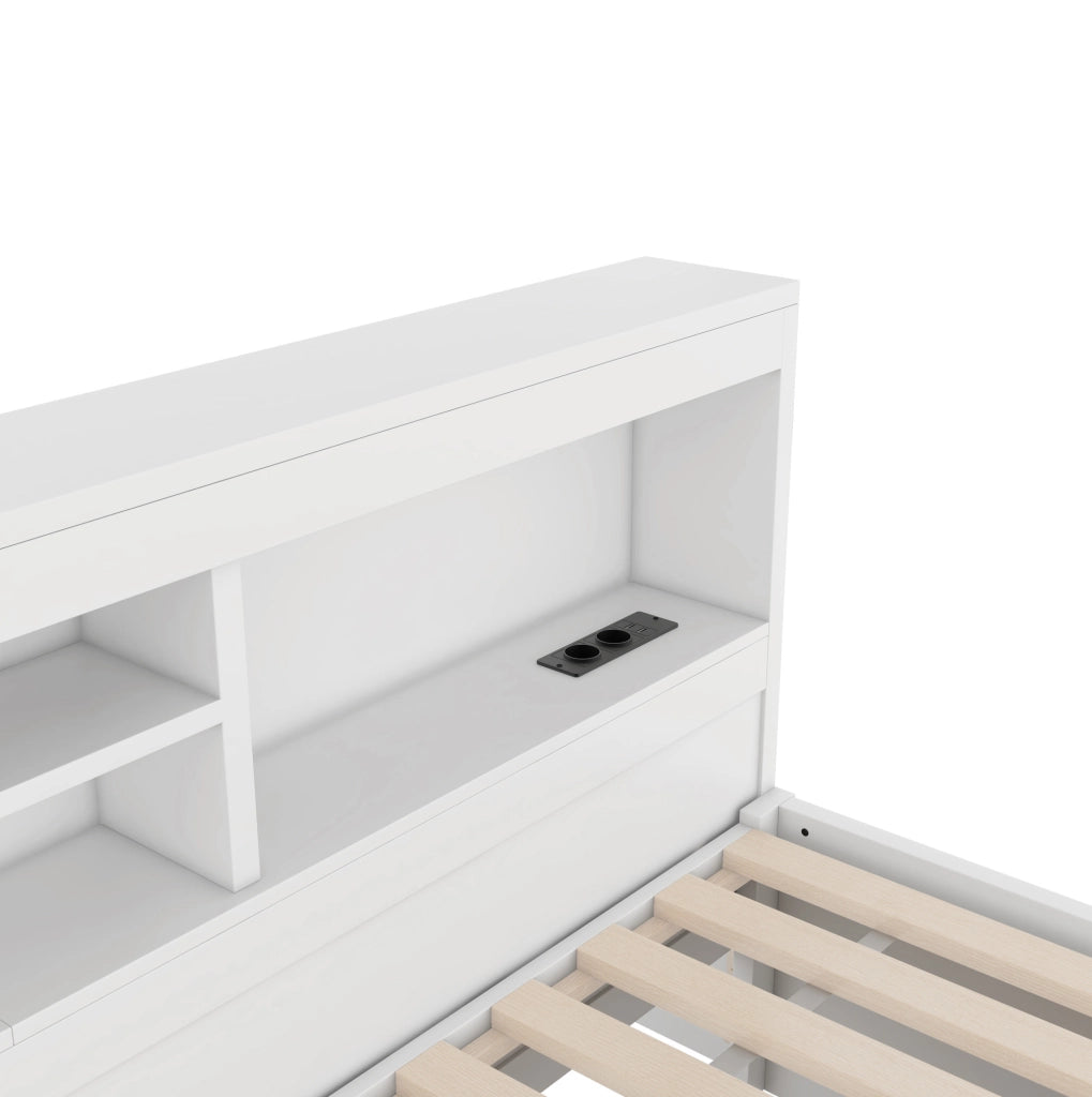 Divano letto multifunzione 90x200 cm con luce ambiente, vano laterale e letto estraibile