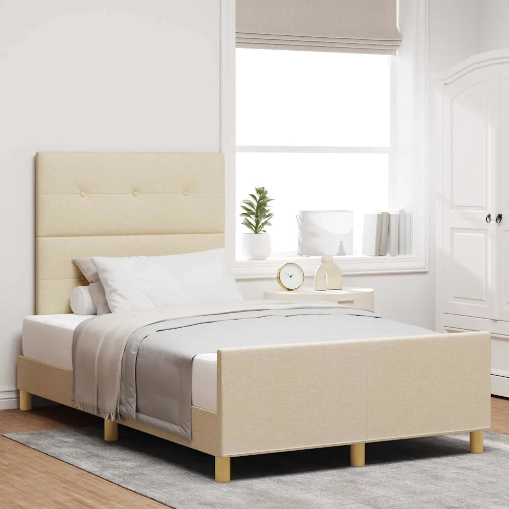 Struttura del letto con testiera Crema 120 x 190 cm Tessuto