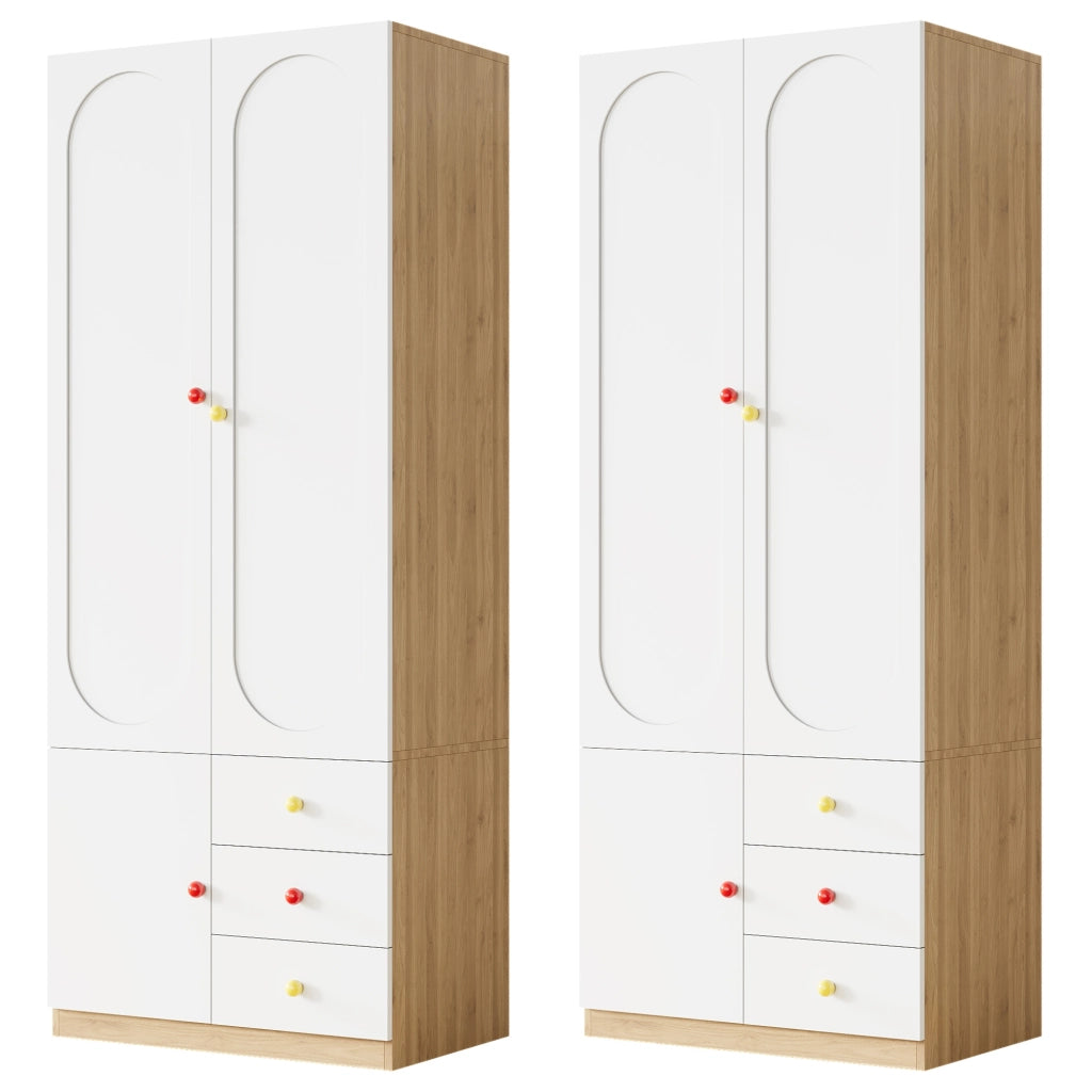 Set 2 armadi 2 ante guardaroba bianco laccato e cassetti armadio per cameretta