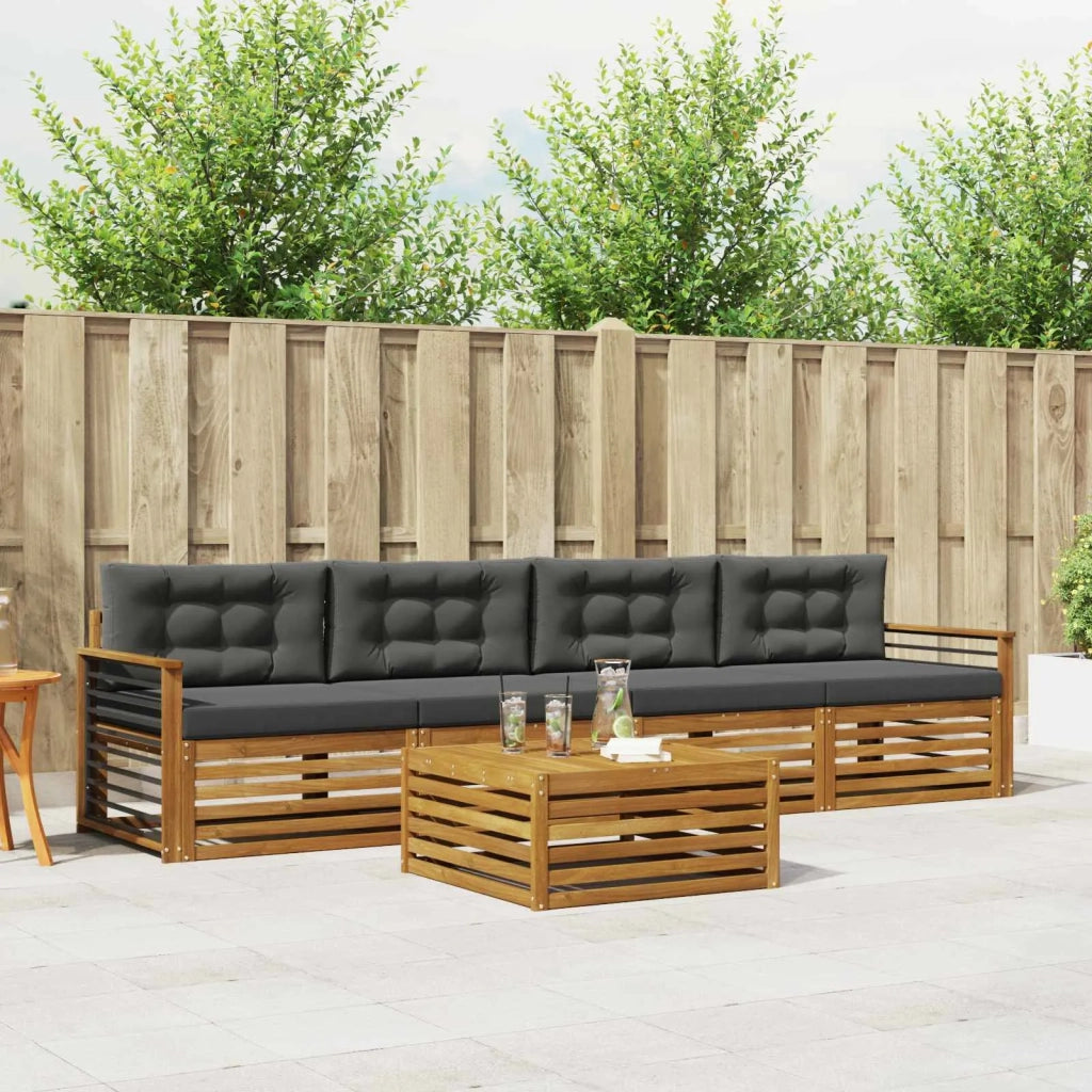 Set di divani da esterno con cuscino 5 pcs Naturale e Antracite