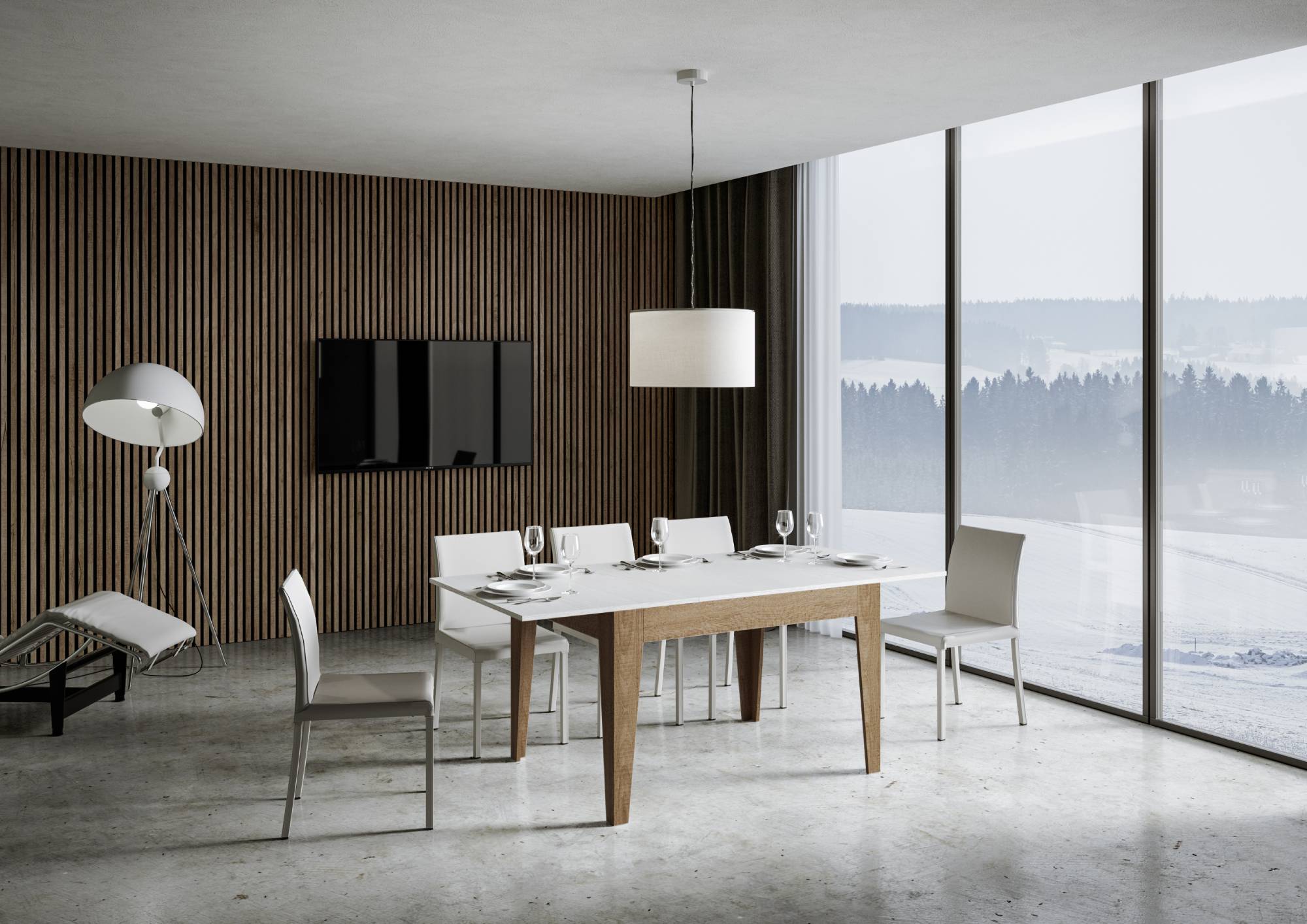 Tavolo Allungabile 120-180x90x77 cm Cico Mix Bianco Frassino