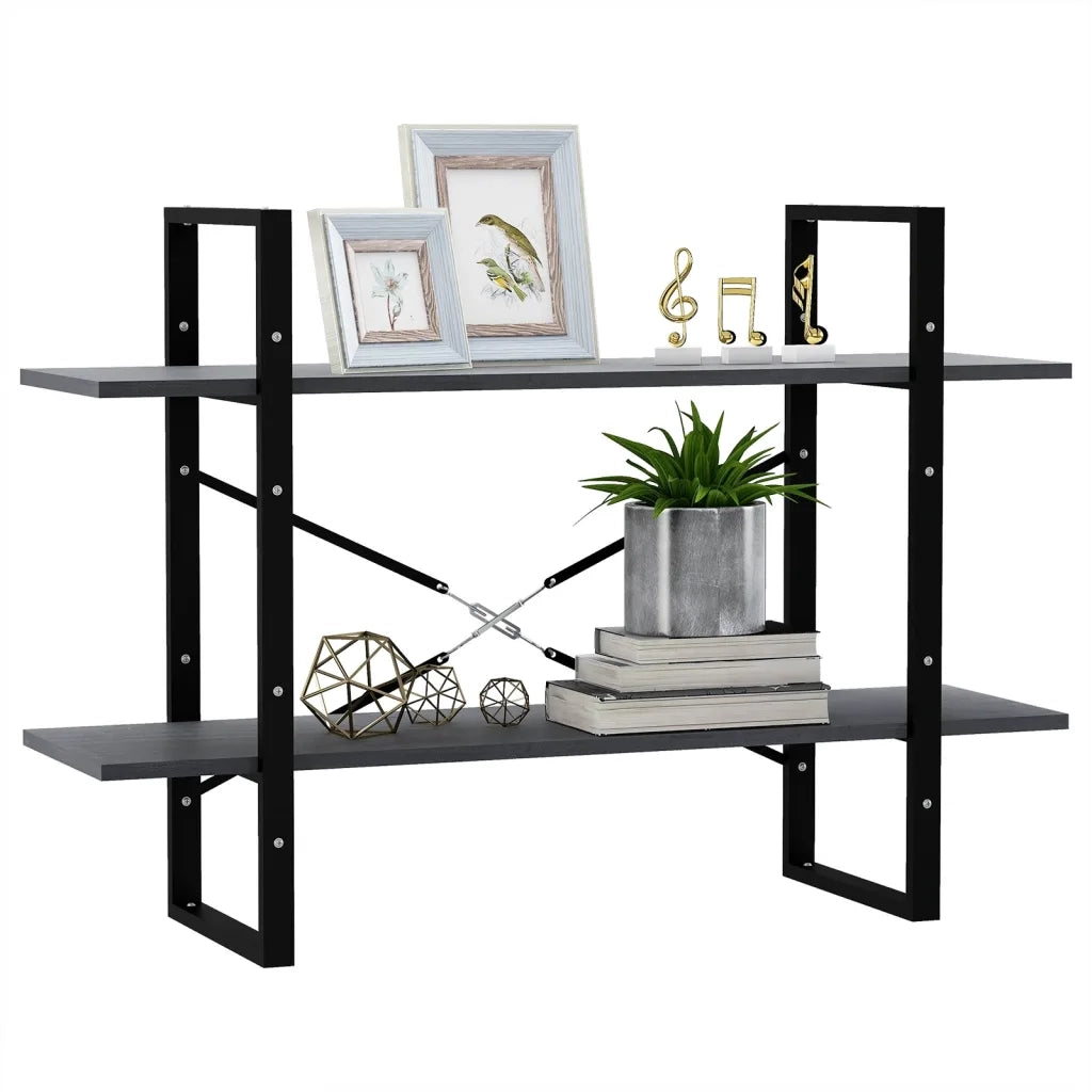 Libreria a 2 Ripiani Grigia 100x30x70 cm in Massello di Pino 806474