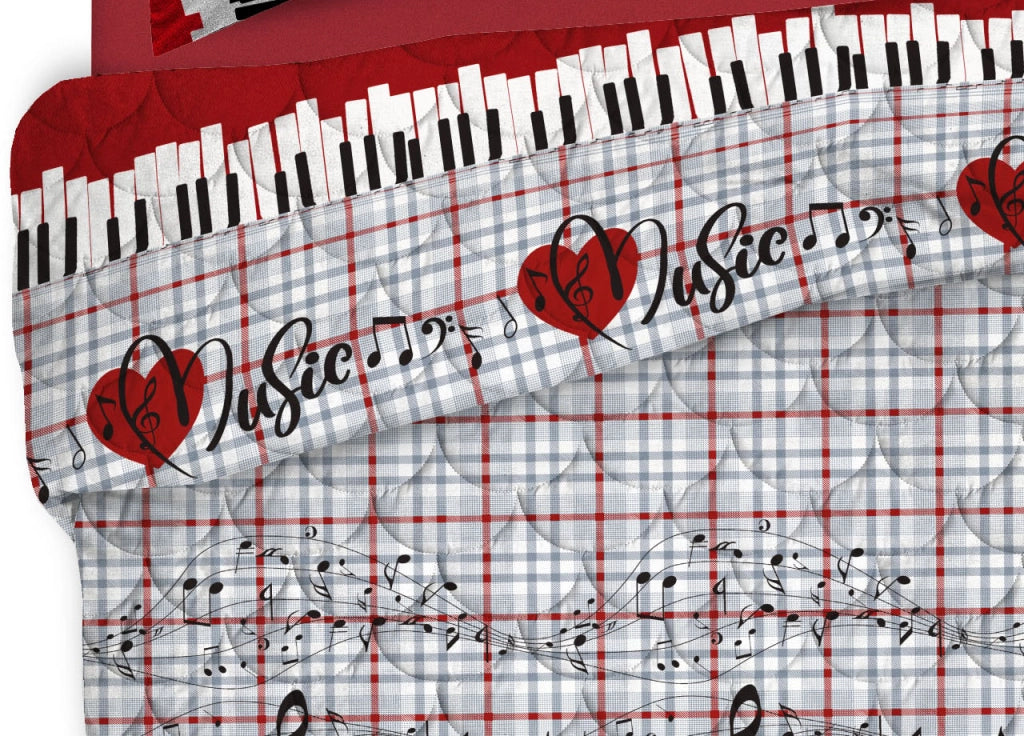 Trapuntino Piumino Estivo 100gr Linea Pensieri Delicati Disegno Musica - Matrimoniale - Rosso