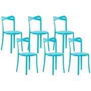 Set di 6 Sedie da pranzo per Giardino in Plastica di colore Blu in stile moderno contemporaneo esterno terrazzo