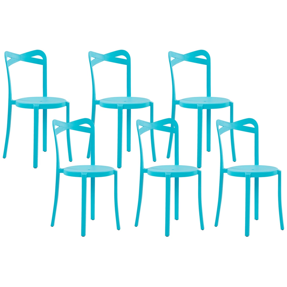 Set di 6 Sedie da pranzo per Giardino in Plastica di colore Blu in stile moderno contemporaneo esterno terrazzo
