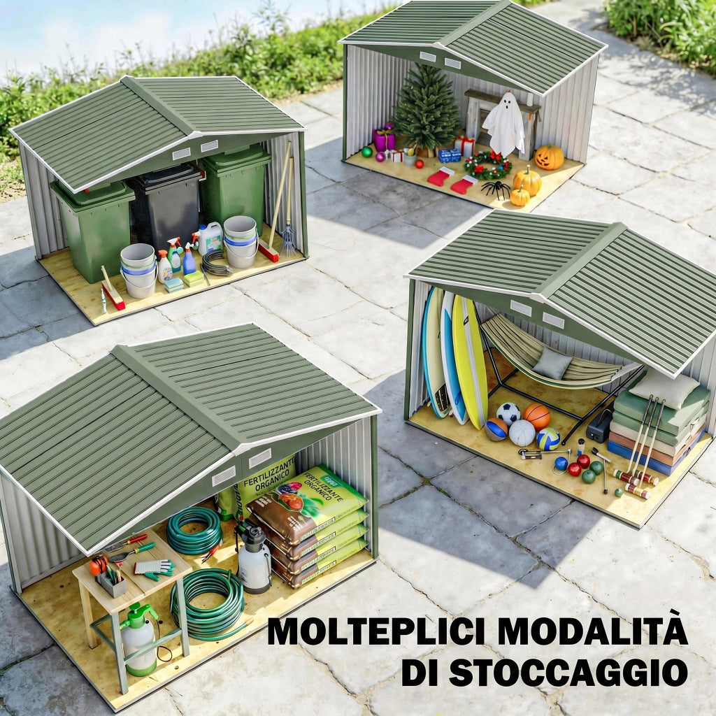 Casetta da Giardino ¨C zephmum ¨C Verde Chiaro Acciaio 277x195x192cm