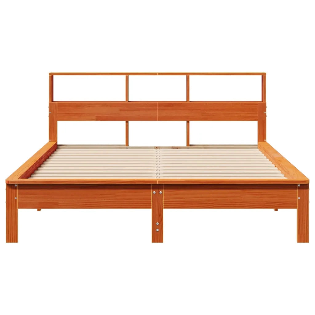 Letto Libreria senza Materasso Marrone Cera 120x190 cm in Pino 855731
