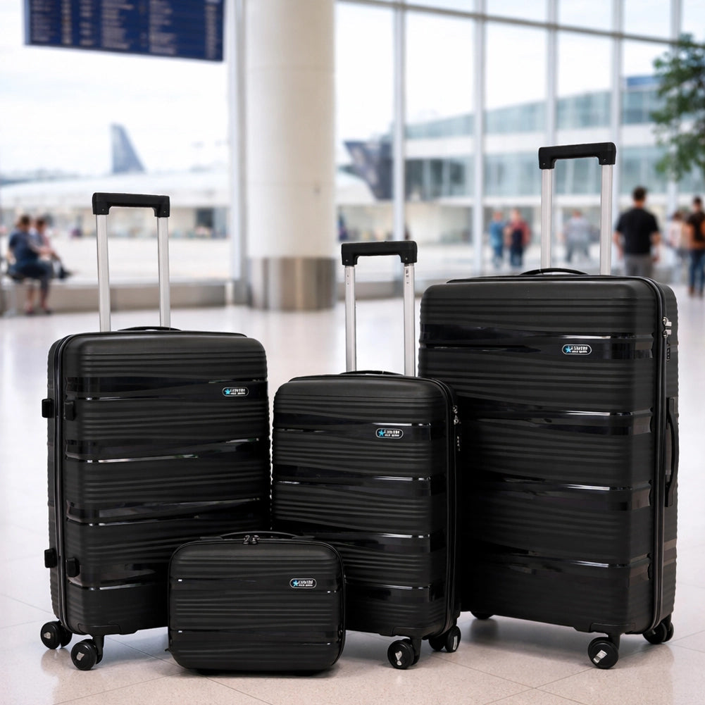 Set 3+1 Valigie Rigide e Beauty Case da Viaggiocon Maniglia Telescopica Nero