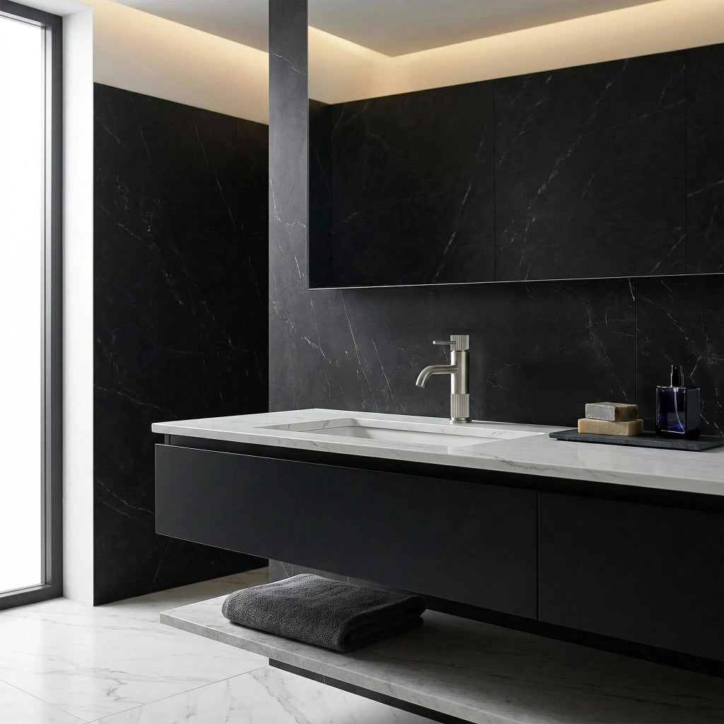 Rubinetto Da Bagno Rea Lungo Stripe Brush Nickel Low