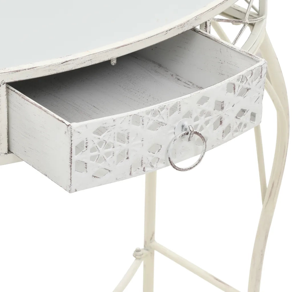 Tavolino Laterale | Tavolo laterale in Stile Francese in Metallo 82x39x76 Bianco