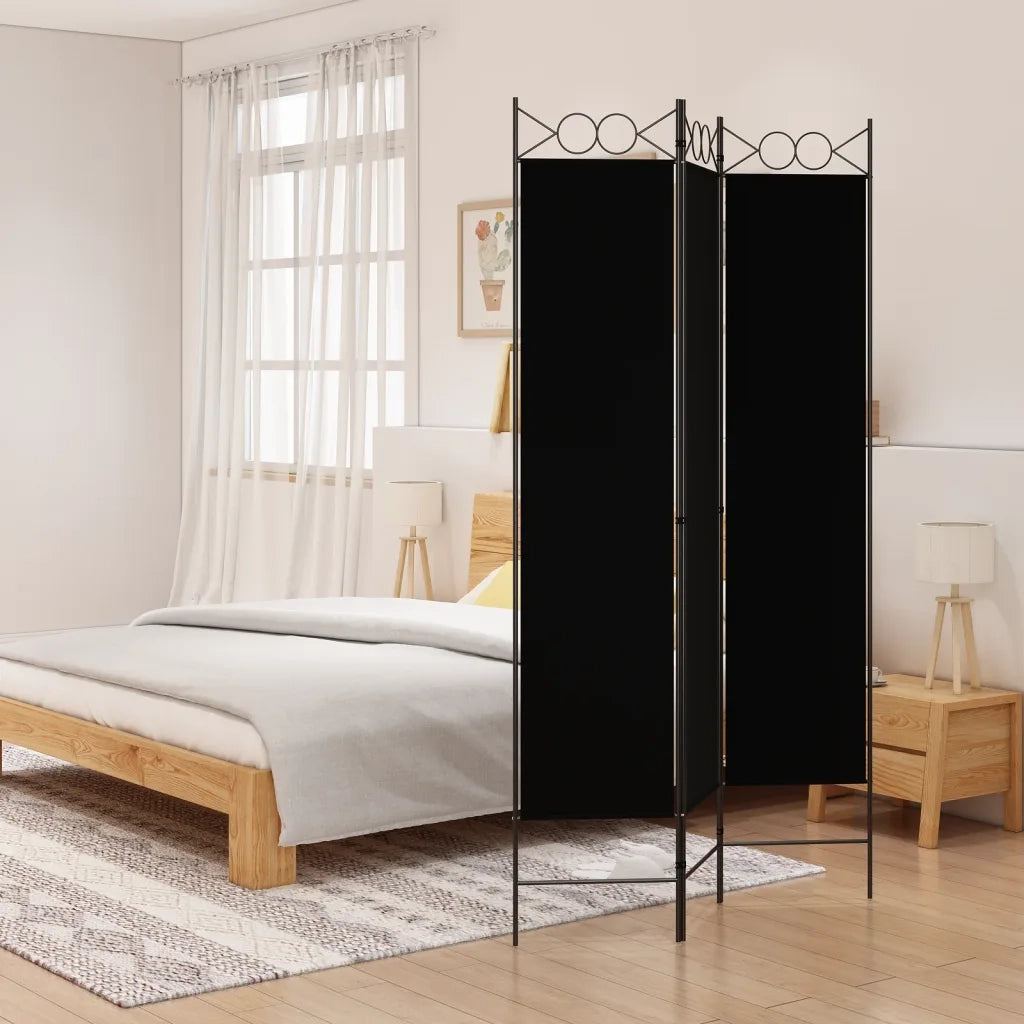 Divisorio a 3 Pannelli Nero 120x200 cm in Tessuto cod mxl 73713
