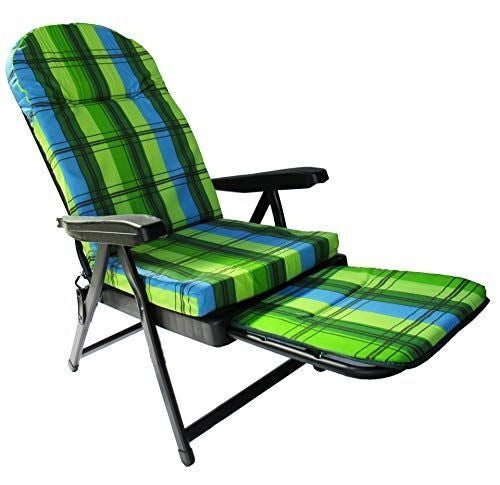Metal F.A.R. S79RON Rodi Sedia Sdraio da Giardino Pieghevole con Poggiapiedi e Cuscino Struttura in Ferro colore Verde