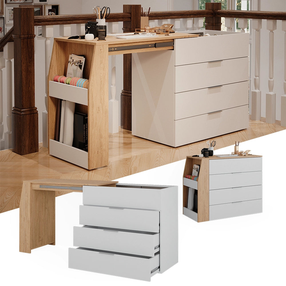 Vicco Tavolo per l'artigianato Bianco 95.5 x 80 cm pieghevole, 4 cassetti