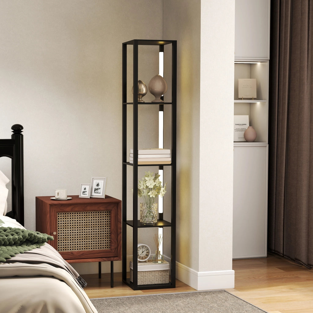 Lampada da terra con scaffali 4 livelli LED dimmerabile ¨C zephmum ¨C nero