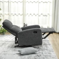 Poltrona Moderna con Reclinazione Manuale 145° max Rivestita in Ciniglia Grigia, 69x91x101 cm