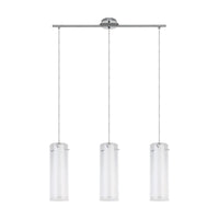 Lampadario A Sospensione Contemporaneo Pinto Acciaio Cromo Vetro 3 Luci E27