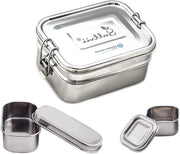 Set di contenitori in acciaio inossidabile Bento Box - 4-in-1 - contenitore per pranzo - lavastoviglie - certificato TÜV-LFGB - 1900 ml - inclusi contenitore mini - scuola - asilo nido bambini