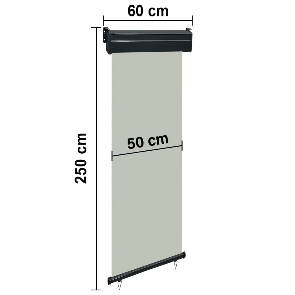 Tenda da sole laterale retrattile/schermo privacy per patio giardino terrazza balcone 60 x 250 cm grigio 02_0007034