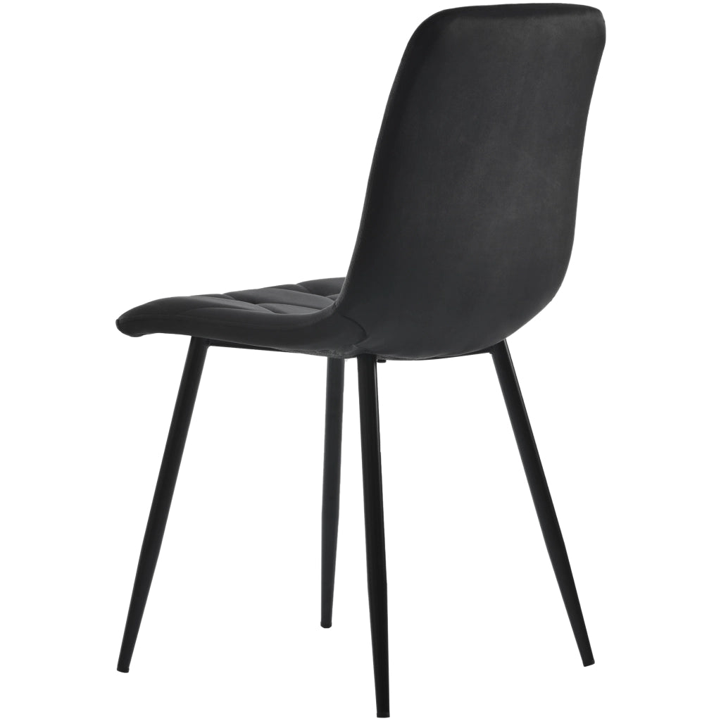 Sedia da pranzo imbottita set da 4 con schienale e gambe in metallo, design elegante, in velluto nero