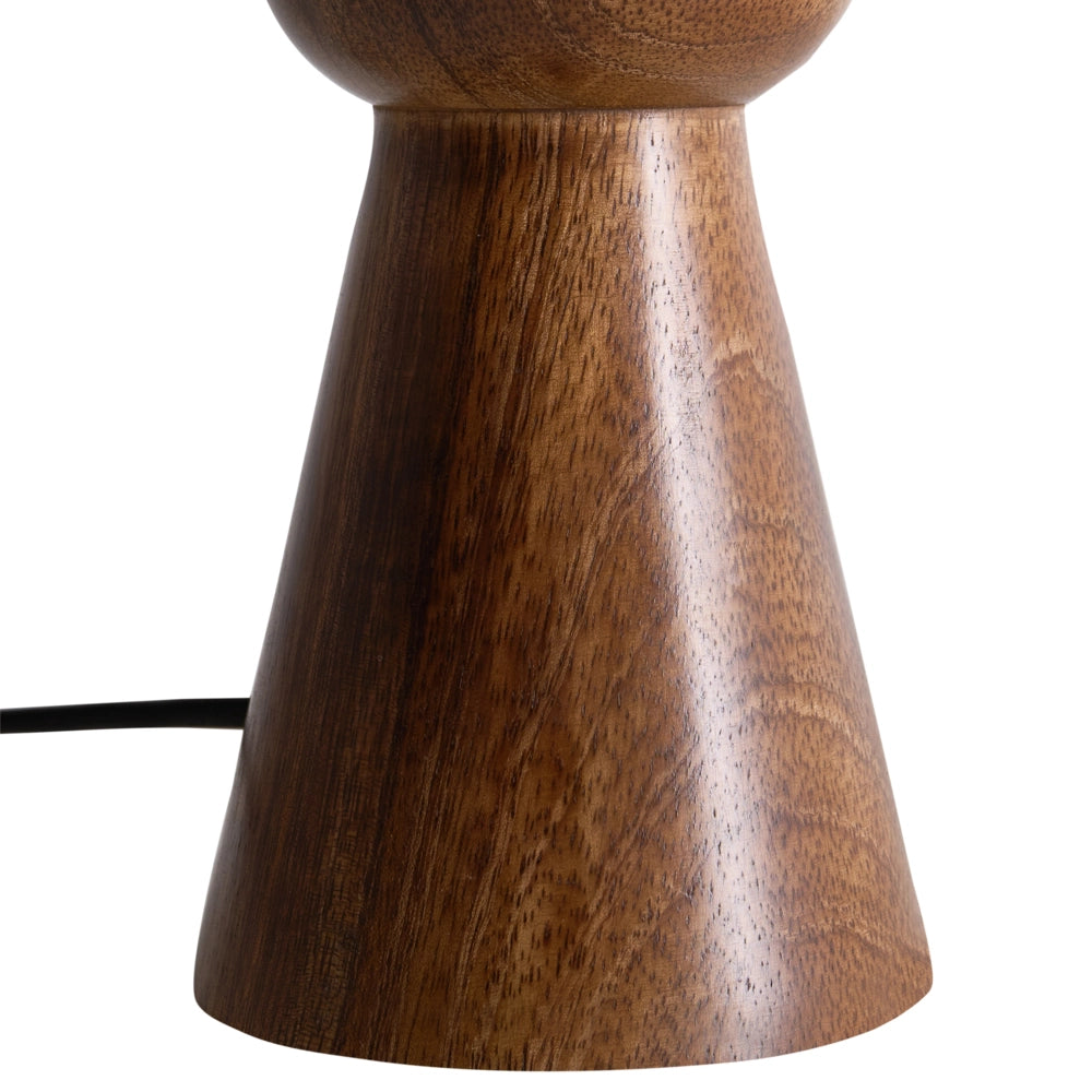 Lampada da tavolo in carta beige e legno di mango per soggiorno e camera da letto stile moderno e contemporaneo