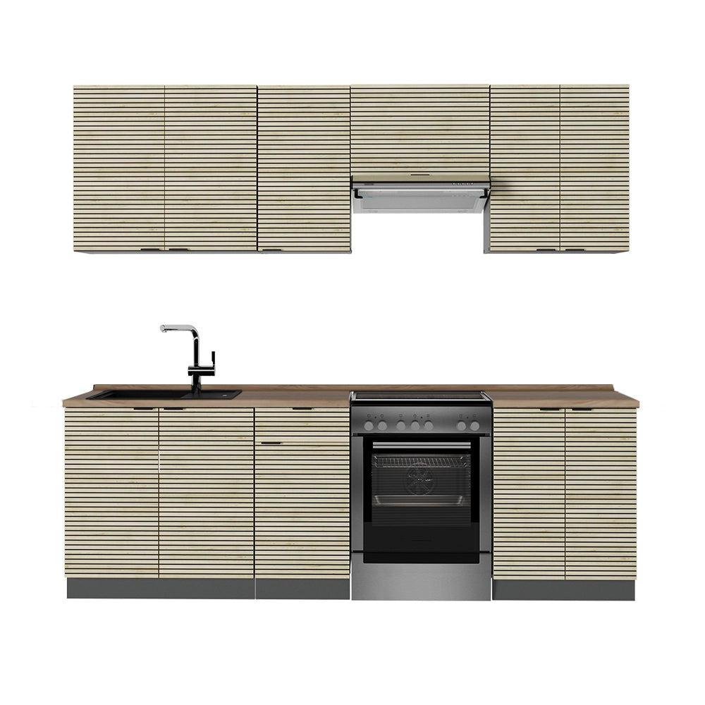 Cucina componibile Fame-Line Pannello in quercia/Antracite 240 cm, PL Rovere Vicco