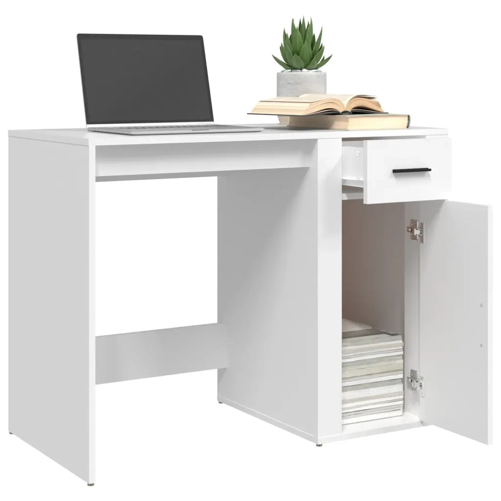 Scrivania Bianca 100x49x75 cm in Legno Multistrato 816784