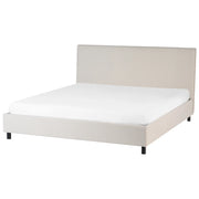 Letto rivestimento in tessuto beige Gambe in legno 180 x 200 cm a doghe con testiera in stile scandinavo minimalista