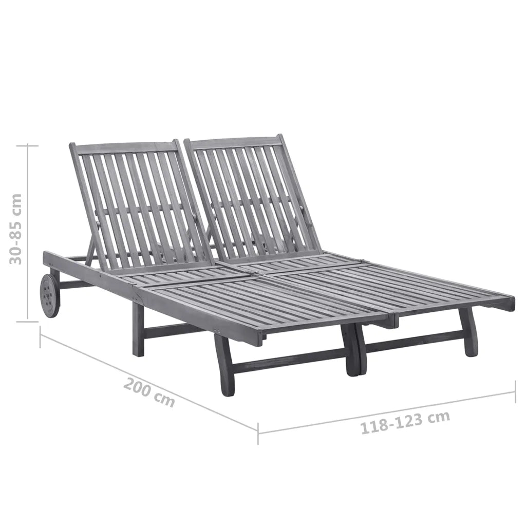 Sdraio da Giardino Grigia a 2 Posti con Cuscini Massello Acacia cod mxl 12431