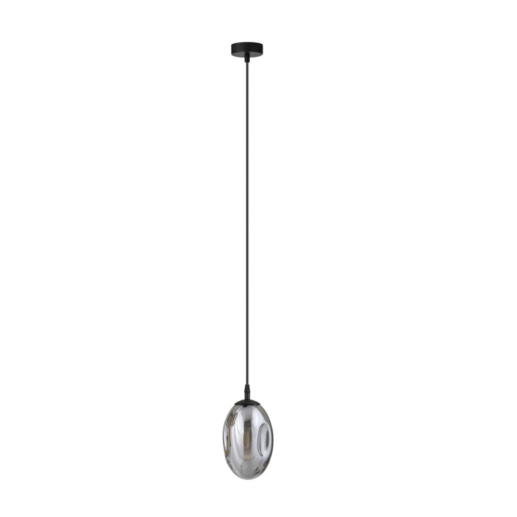 Lampada a sospensione ASTRAL in acciaio nero e vetro grafite