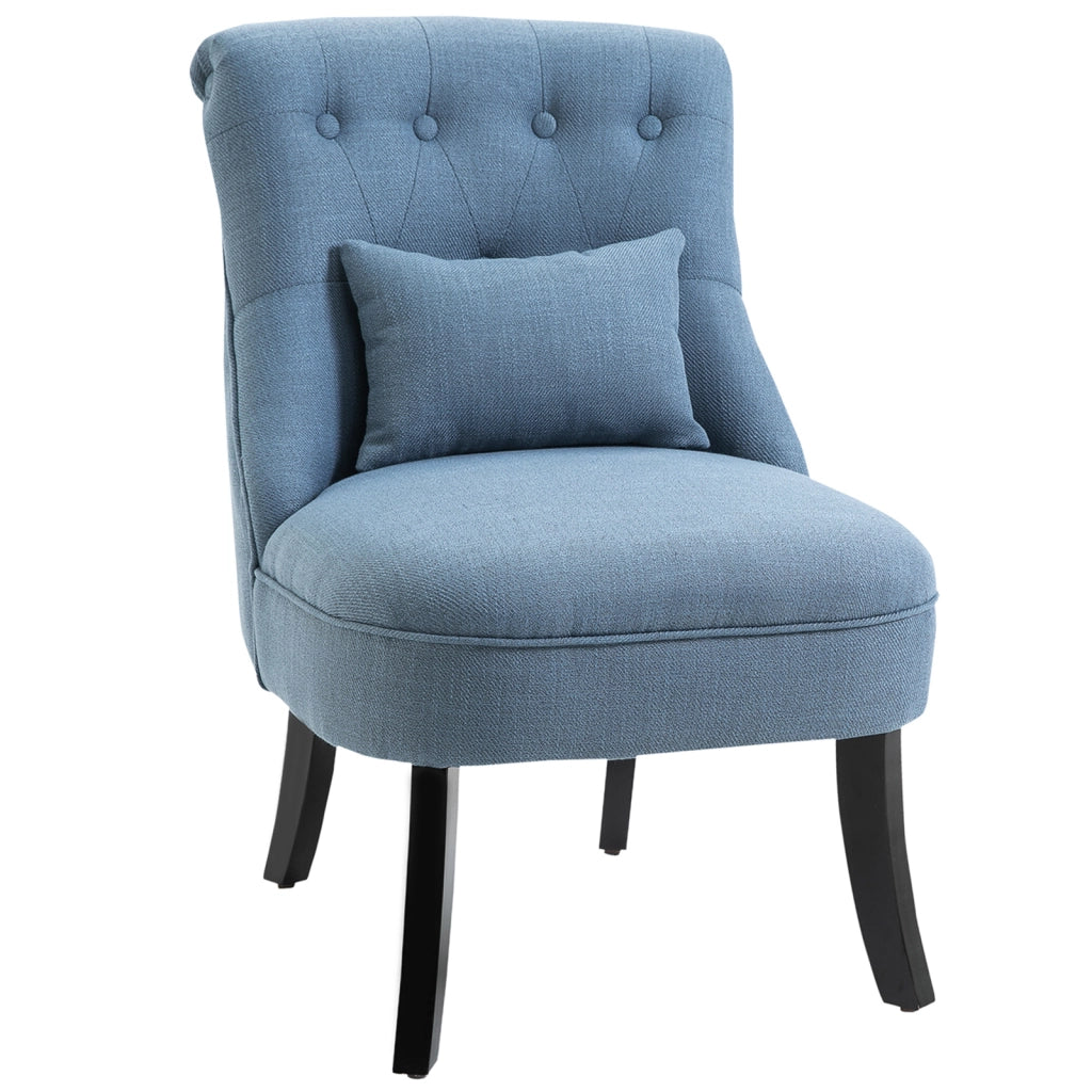 Poltrona Relax con Schienale e Cuscino ¨C Zephmum ¨C Blu, Legno, 88x102x95
