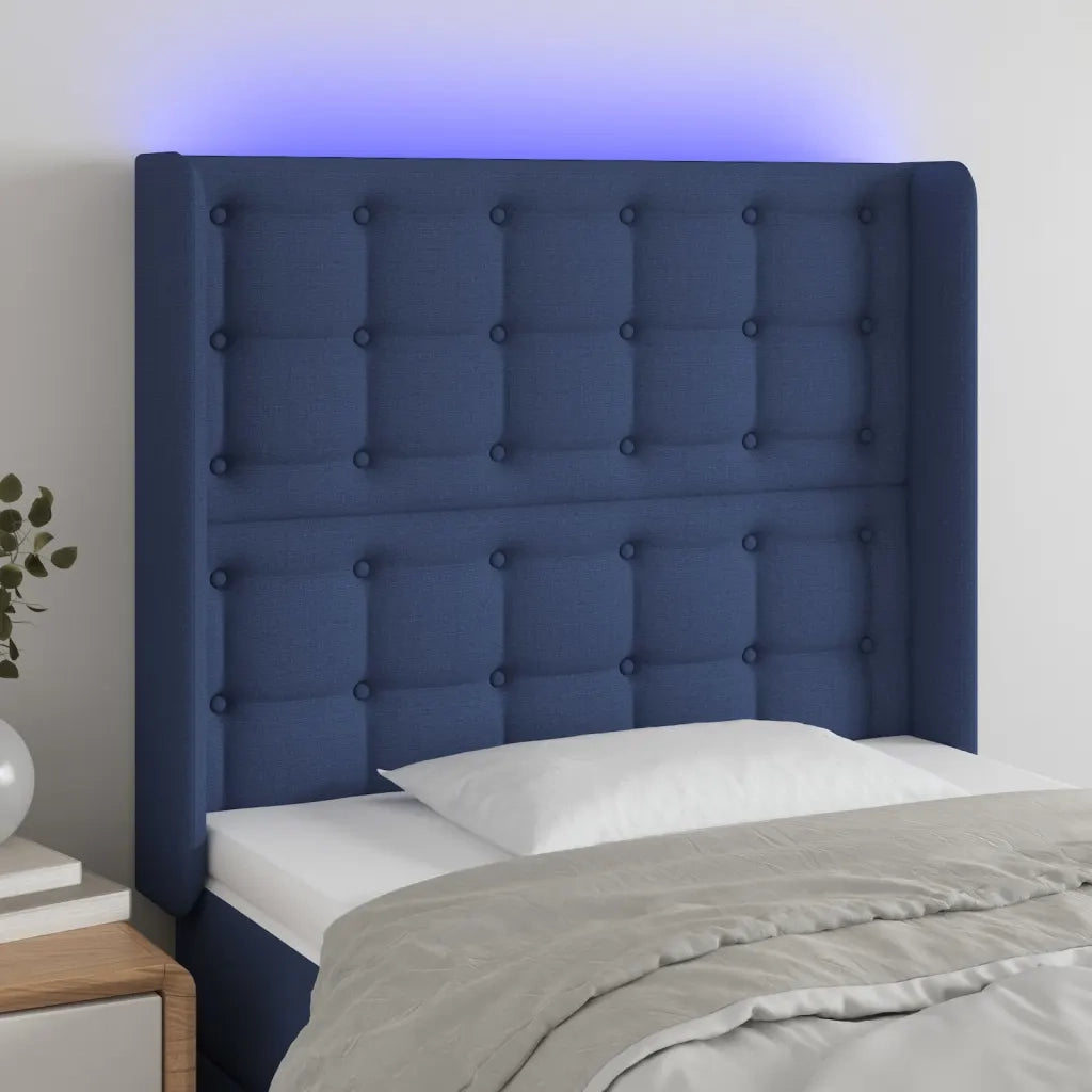 Testiera a LED-Testata con LED Blu 83x16x118/128 cm in Tessuto 231481